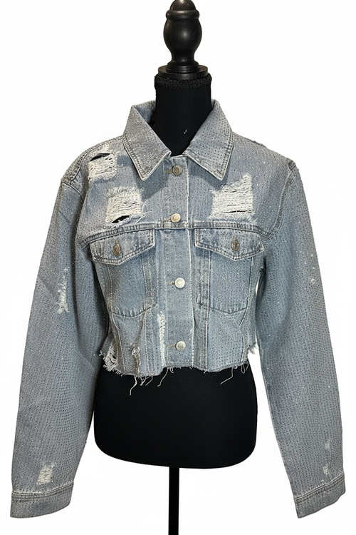 Chaqueta denim con rhinestones - frente 2