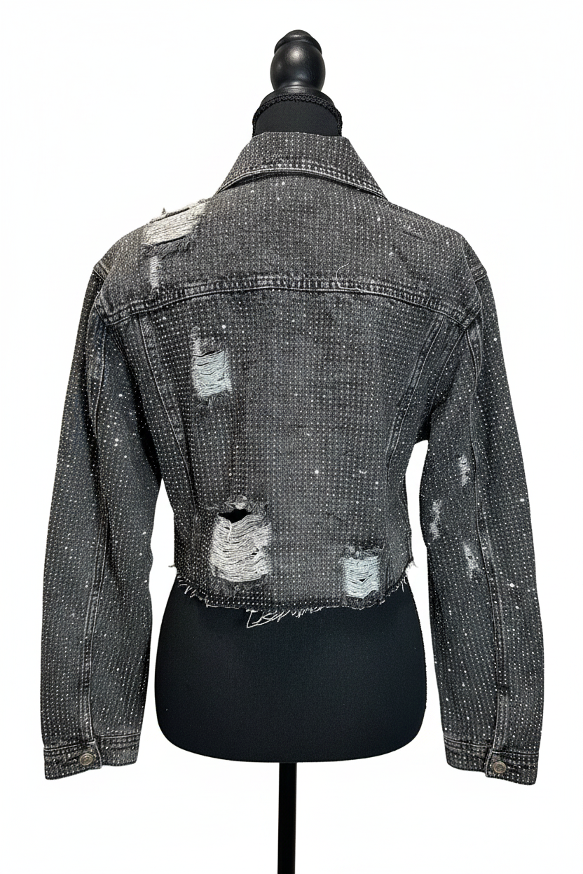Chaqueta negra con rhinestones - espalda
