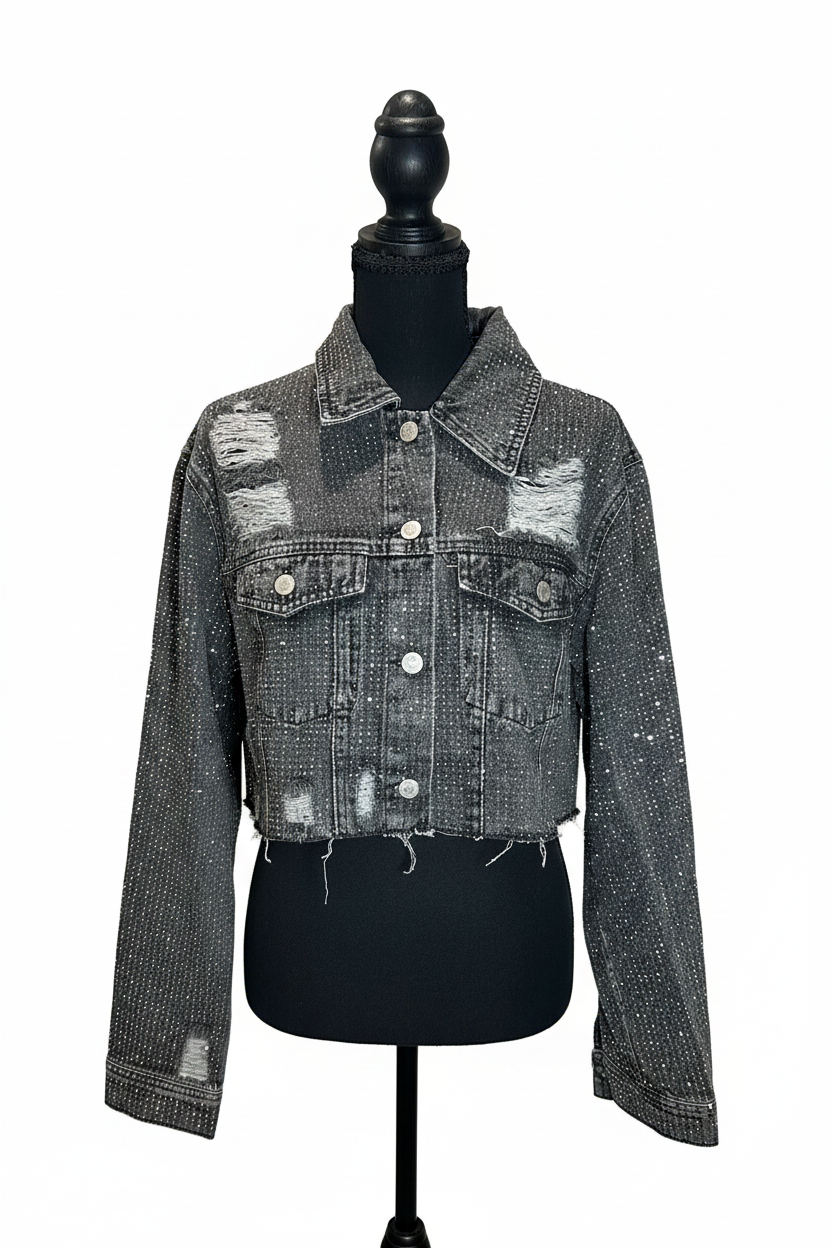 Chaqueta negra con rhinestones - frente