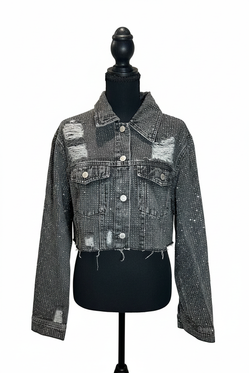 Chaqueta negra con rhinestones - frente
