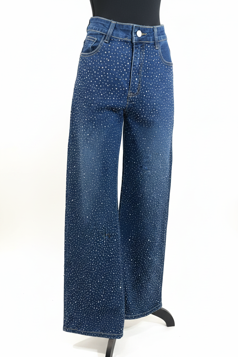 Jeans azules con brillos - Vista completa