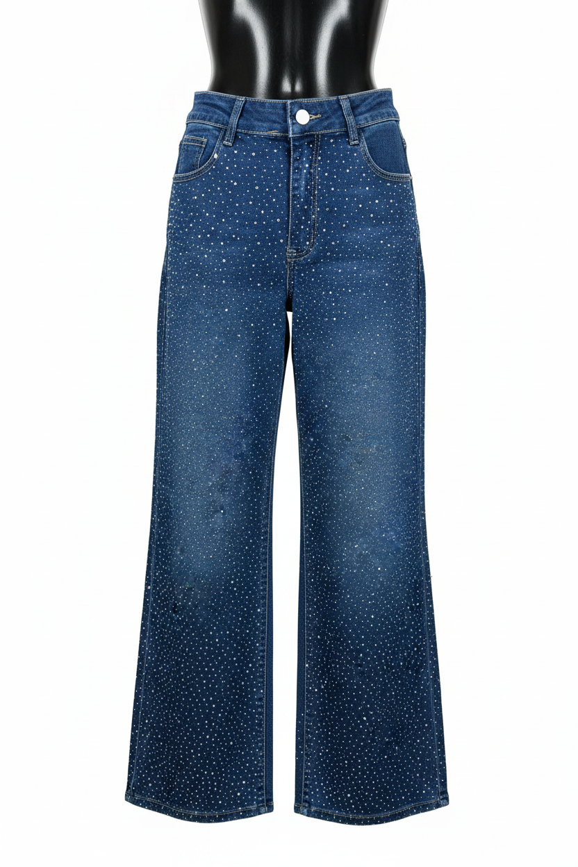 Jeans azules con brillos - Vista frontal