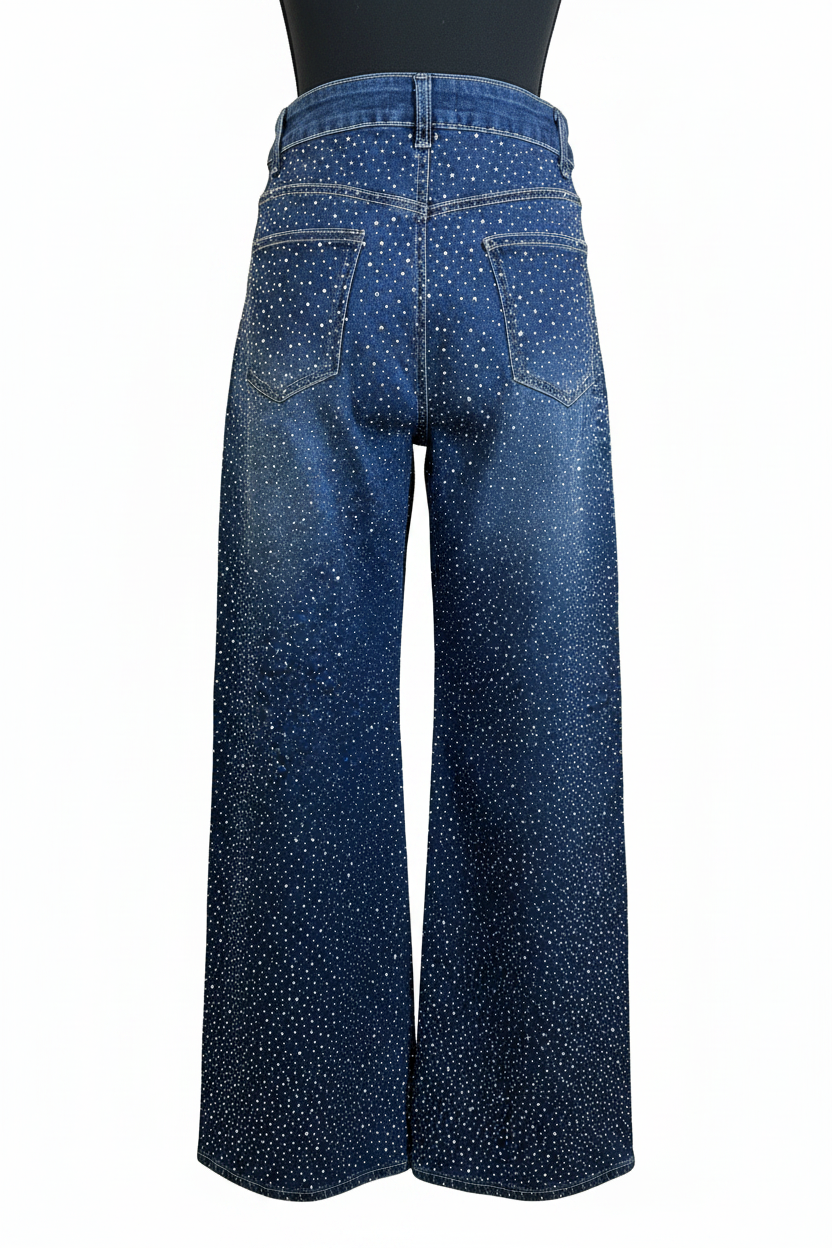 Jeans azules con brillos - Vista trasera