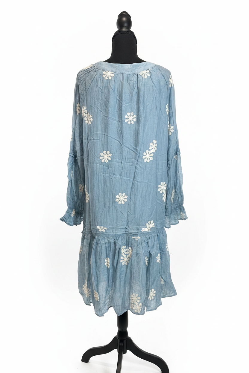 Vestido azul boho espalda