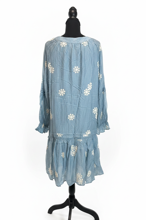 Vestido azul boho espalda