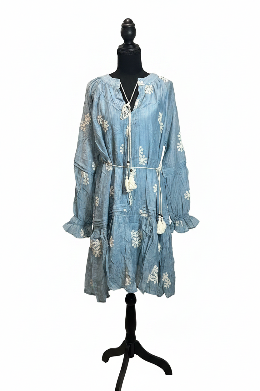 Vestido azul boho frente