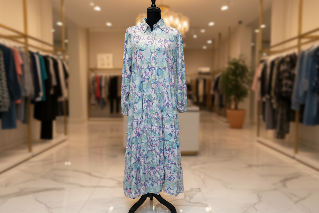 Vestido azul frente completo boutique
