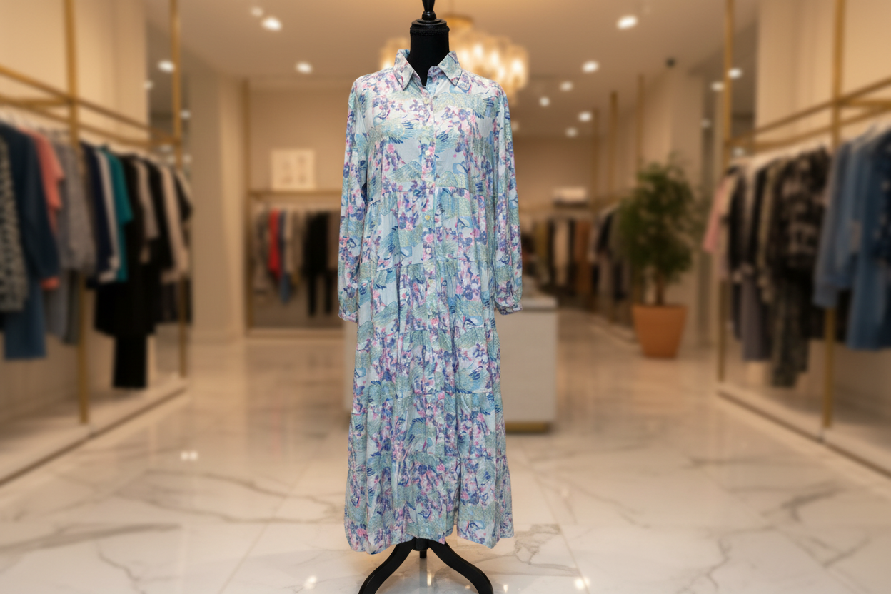 Vestido azul frente completo boutique