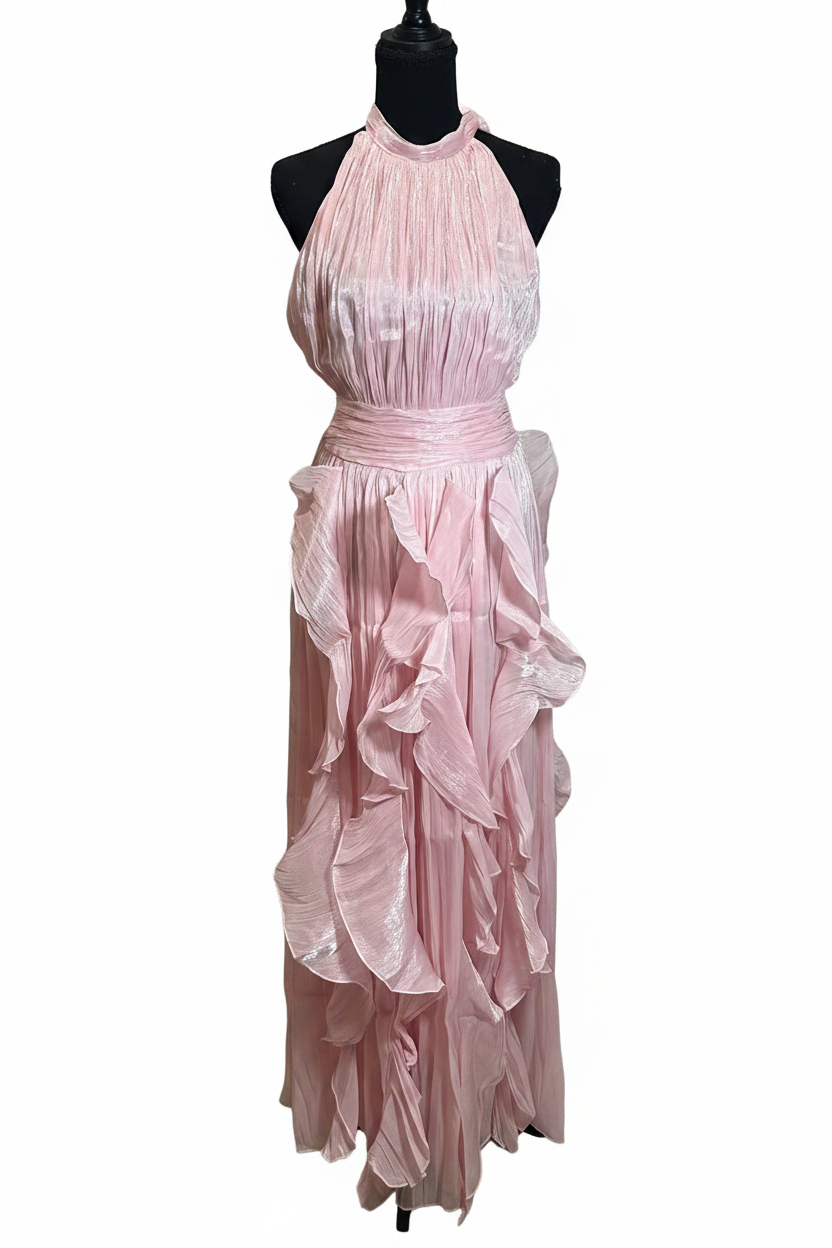 Vestido rosa halter frente