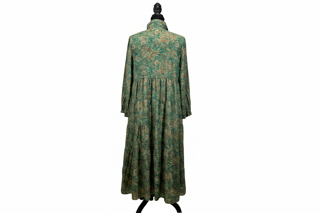 Vestido verde dorado espalda