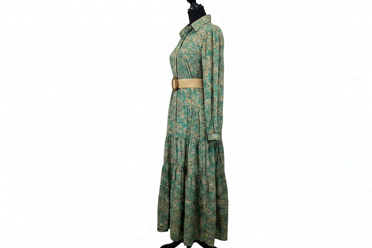 Vestido verde dorado lateral