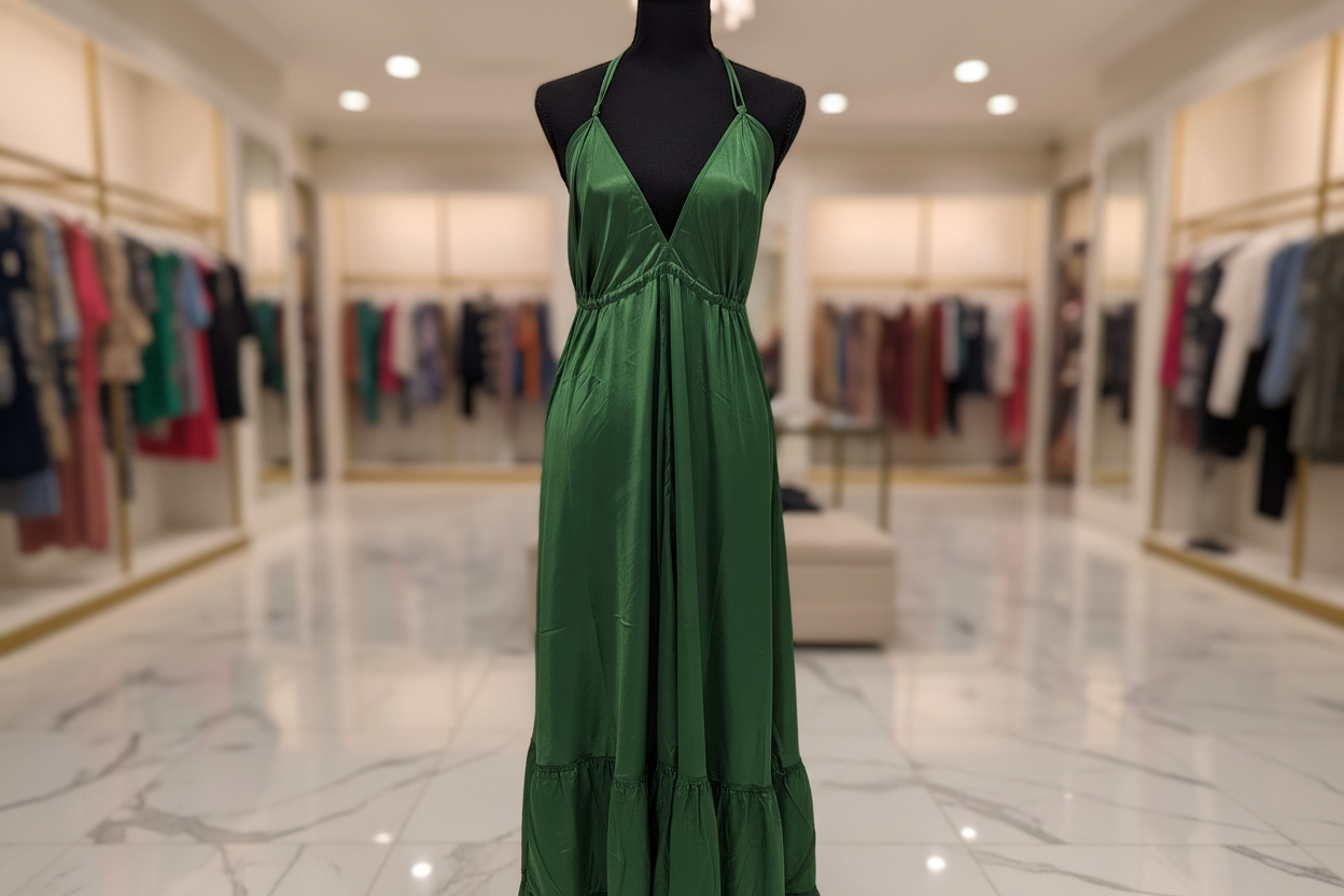 Vestido verde frente boutique