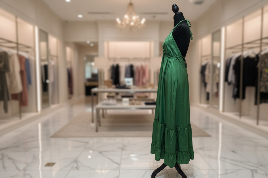 Vestido verde lateral boutique